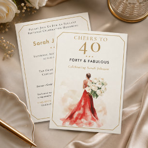 Luxury Red Dress Birthday Invitation