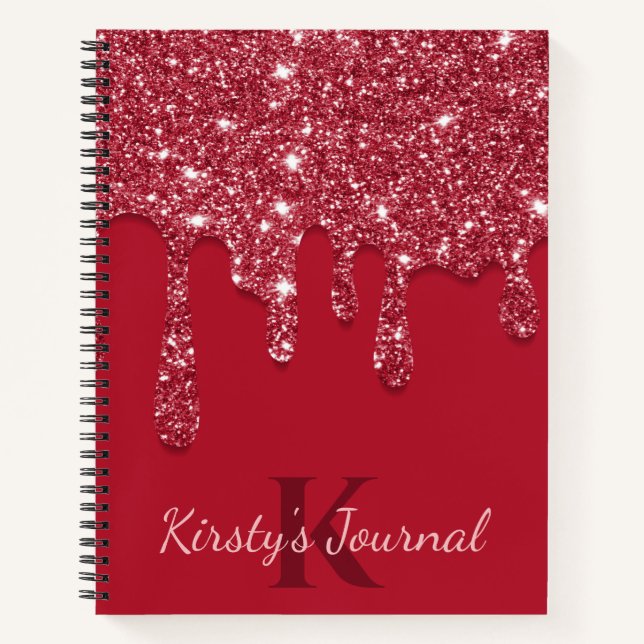 Luxury Red Dripping Glitter Journal (Front)