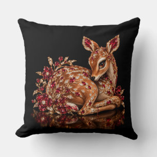 Luxury Red Gold Deer Art Cushion