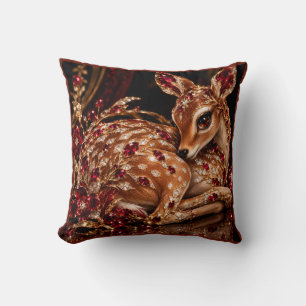 Luxury Red Gold Deer Art Cushion
