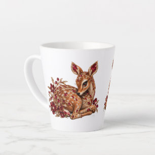 Luxury Red Gold Deer Art Latte Mug