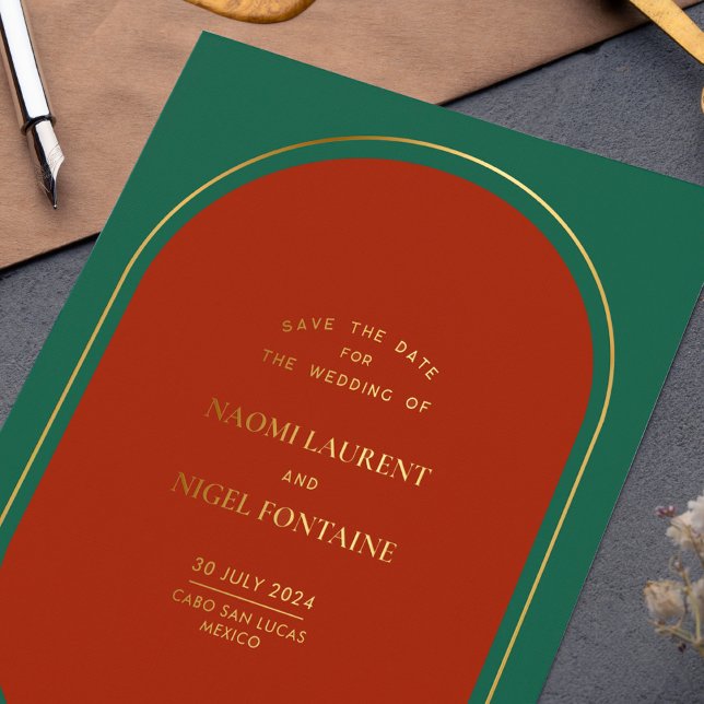 Luxury Red Green and Gold Save The Date (Creator Uploaded)