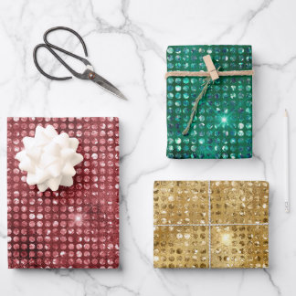 Luxury Red, Green, and Gold Shimmer Christmas Wrapping Paper Sheet