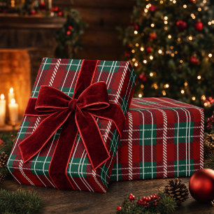 Luxury Red Green & Plaid Tartan Wrapping Paper