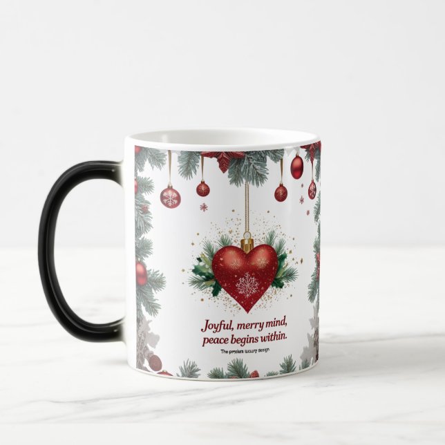 Luxury Red Heart Christmas Colour Morphing Mug  (Left)