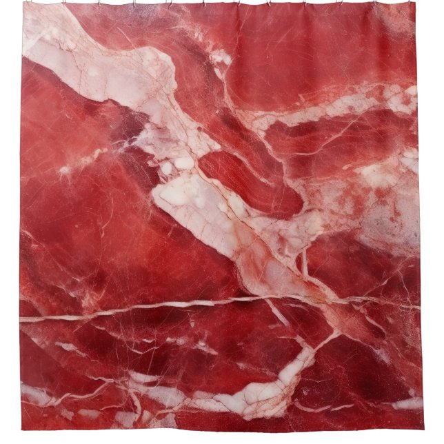 Luxury Red Jasper Onyx Marble Stone Texture Shower Curtain (Front)