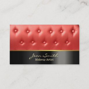 Luxury Red Leather Upholstered Makeup Artist Business Card