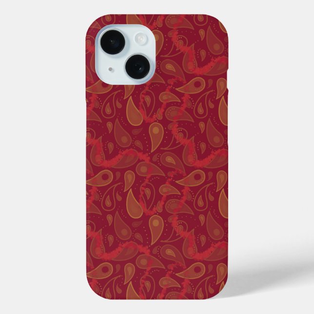 Luxury Red Orange Brown Paisley Abstract Magic Case-Mate iPhone Case (Back)