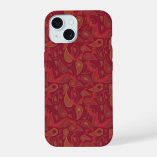 Luxury Red Orange Brown Paisley Abstract Magic iPhone 15 Case