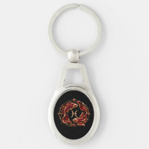 Luxury Red Pisces Zodiac Key Ring