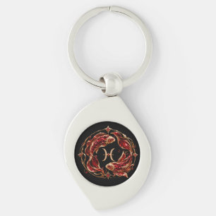Luxury Red Pisces Zodiac Key Ring
