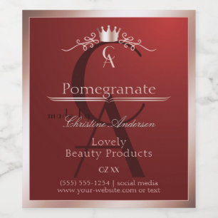 Luxury Red Product Label Rose Gold Frame Monogram