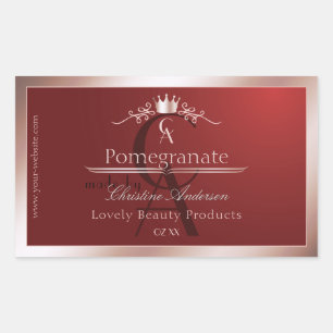 Luxury Red Product Label Rose Gold Frame Monogram