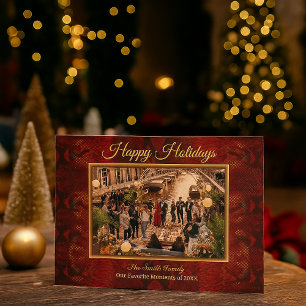 Luxury Red Python Print Frame Photo Holiday Card