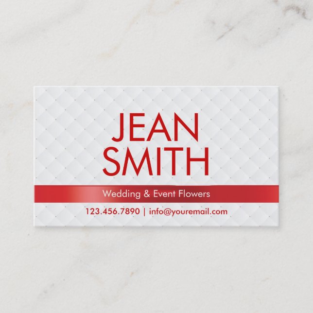 Luxury Red Ribbon Florist Business Card (Front)