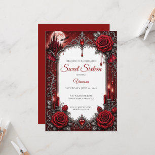 Luxury Red Roses Sweet 16 Invitation