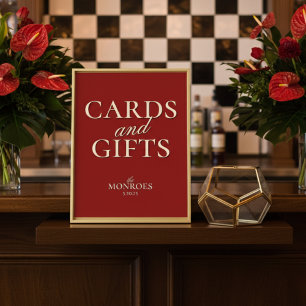 Luxury Red Wedding Bridal Shower Cards and Gifts Poster