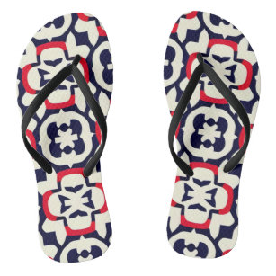 Luxury Red White and Blue Flip Flops