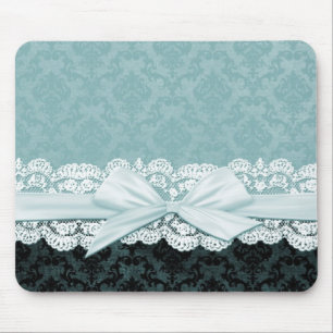 Luxury Ribbon Blue Damask Mousepad