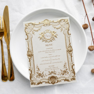 Luxury Rococo Elegant French Lace Wedding Menu