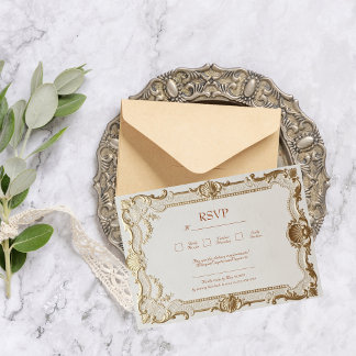 Luxury Rococo Elegant French Lace Wedding RSVP Card