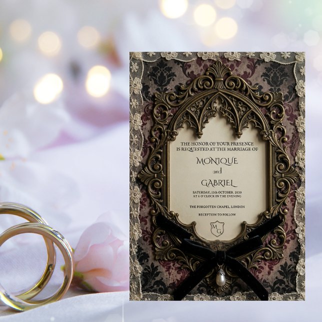 Luxury Rococo Victorian Lace Gothic Wedding Invitation (Creator Uploaded)