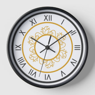 Luxury Roman Numeral Wall Clock – Black and Gold