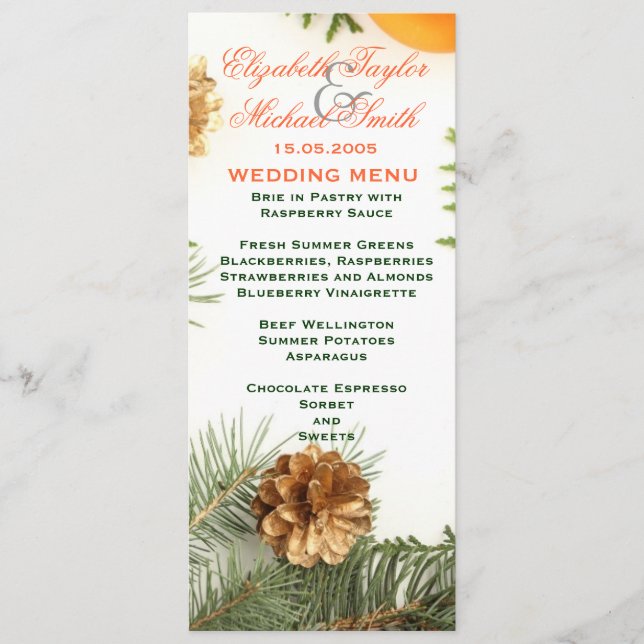 Luxury Romantic Christmas Winter Wedding Menu (Front)