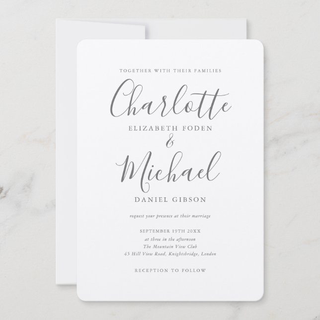 Luxury Romantic Elegant Signature Script Wedding Invitation (Front)