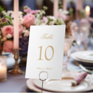 Luxury Romantic Gold Script Calligraphy Wedding Table Number