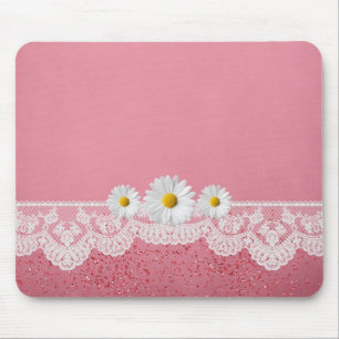Luxury Romantic Pink Lace Mousepad