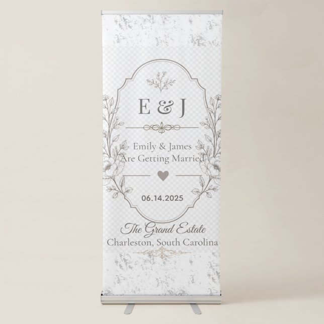 Luxury Romantic Wedding Celebration Design Retractable Banner (Front)