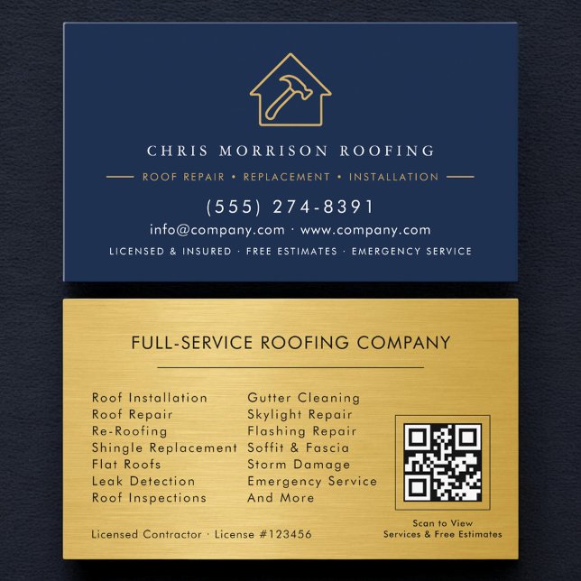 Luxury Roofing Roofer Company QR Code Business Card (Creator Uploaded)