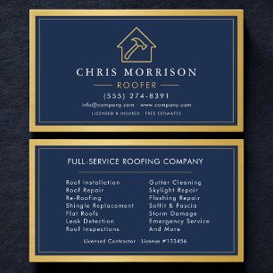 Luxury Roofing Service Roofer Gold Business Card