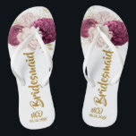Luxury Rose Blush Pink Gold Peony Bridesmaid Favou Flip Flops<br><div class="desc">You will love this dusty rose blush pink watercolor peony flowers with gold foliage leaves. Great for your wedding celebrations!</div>