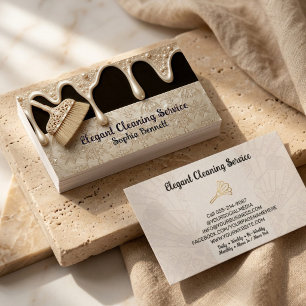 Luxury Rose Cleaning Services Elegant Maid & House Business Card