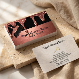 Luxury Rose Cleaning Services Elegant Maid & House Business Card