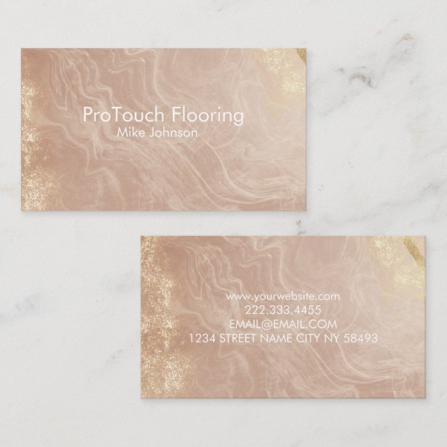Luxury Rose Gold Agate & Glitter Flooring Business Card (Front/Back)