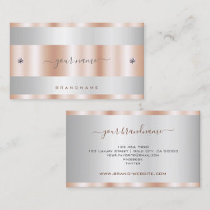 Luxury Rose Gold and Silver with Diamond Graphics Business Card