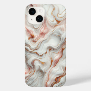 Luxury Rose Gold and White Marble Fluid Art - Eleg Case-Mate iPhone 14 Case