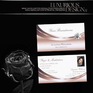 Luxury Rose Gold and White with Photo Luxe Diamond Business Card