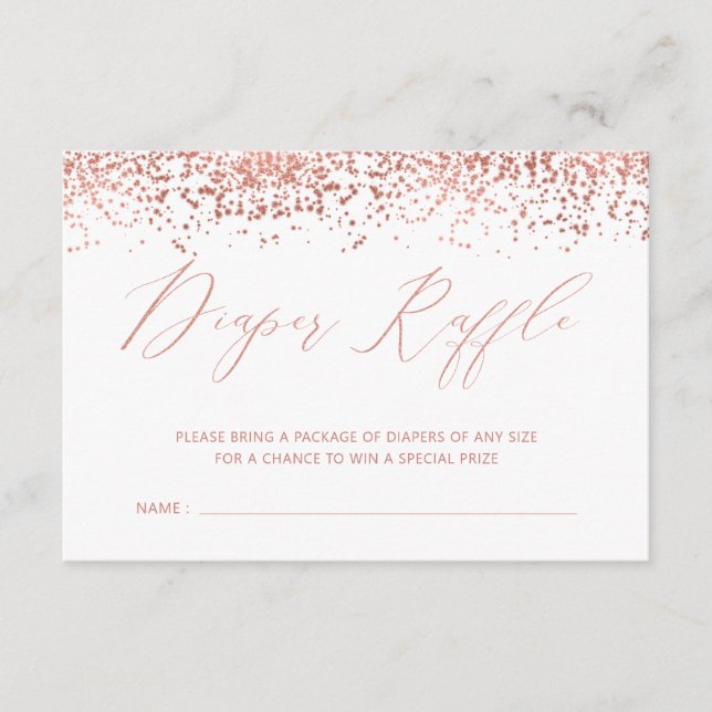 Luxury Rose Gold Baby Shower Diaper Raffle Ticket Enclosure Card (Front)