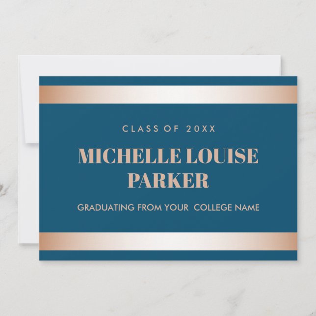 Luxury Rose Gold Bluette Photo Graduation Invitation (Front)