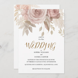 Luxury Rose Gold Blush Botanical Wedding Card