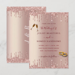 Luxury Rose Gold Blush Drips Wedding Invitation