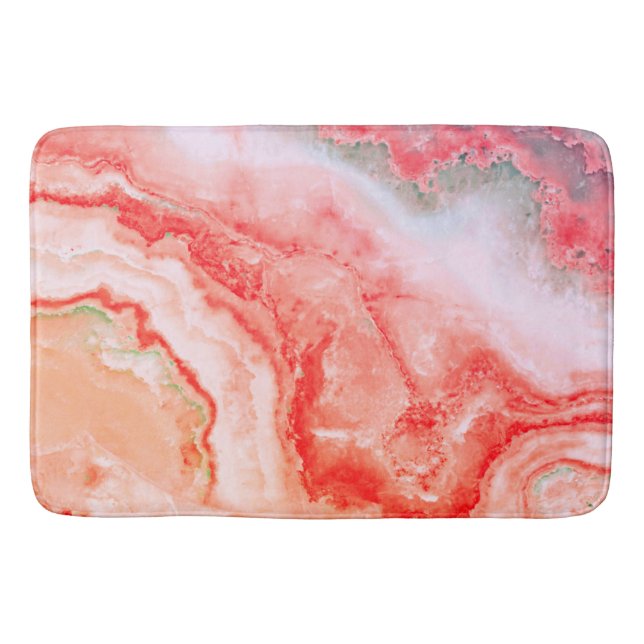 Luxury Rose Gold Blush Mineral Agate Bath Mat (Front)