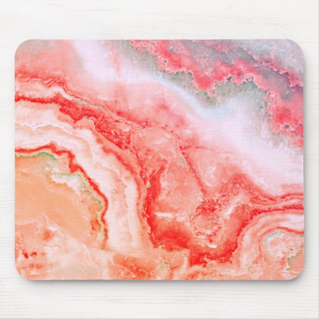 Luxury Rose Gold Blush Mineral Agate Mouse Mat (Front)