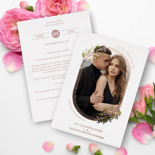 Luxury Rose Gold Branches Leaves Oval Frame Photo