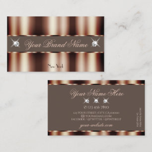 Luxury Rose Gold Brown Sparkle Diamonds Glamourous Business Card