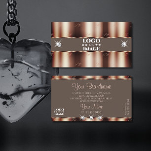 Luxury Rose Gold Brown Sparkle Diamonds with Logo Business Card